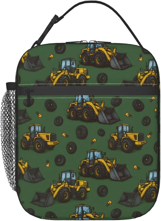 Construction Truck Lunch Box for Boys Kids, Cartoon Tire Reusable Thermal Insulation Cooler Tote Bags, Fun Builder Vehicle Insulated Bag for School Picnic Camping Outdoor Travel, Gifts
