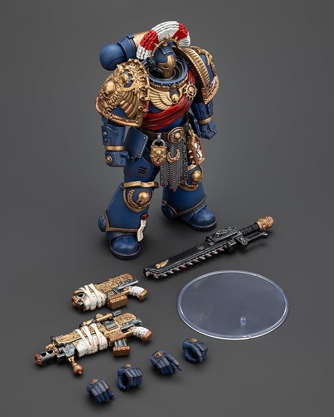 JoyToy Warhammer 40K Genuine License 1:18 Action Figure, Ultramarines Relic Secundus Armour with Artificer Bolt Rifle Chainsword and Bolt Pistol, 4.96in High