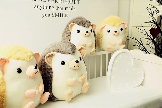 Cute Hedgehog Stuffed Animal Plush Body Pillow - 13.7'' Gray Kawaii Hedgehog Plushie Throw Pillow, Chubby Soft Plush Toy Doll, for Him & Her (Gray,Medium)