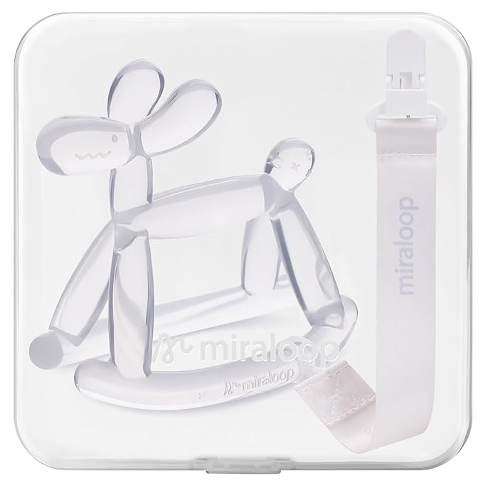 Baby Teether Toys for Teething Relief, Teething Toys 3-6 Months Food Grade Silicone Teether with Storage Box and Pacifier Clip, Baby Essential (Clear Clip+Box)