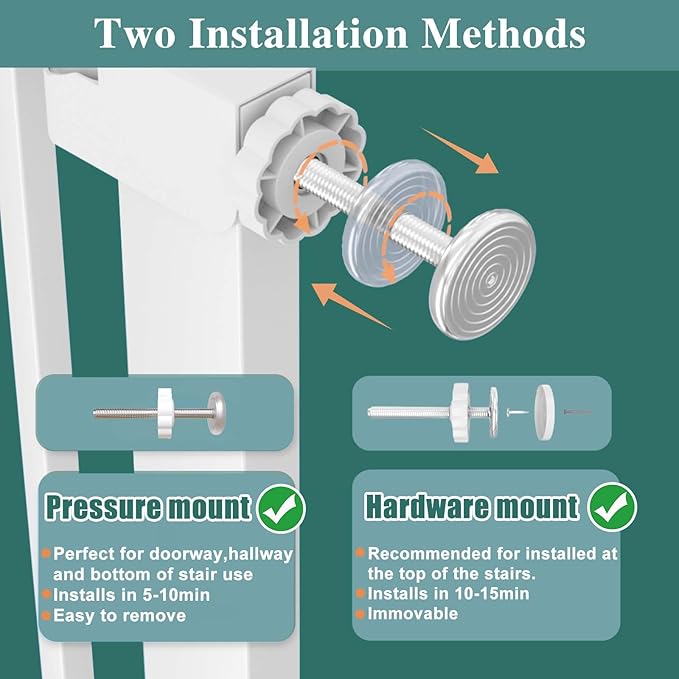 Fairy Baby 51.6"-54.3" Extra Wide Baby Gates for Doorways, Safety Child Gate for Kids Dog, Metal Auto Close Stair Gates Indoor for Children Toddler Pressure Mount Kit, Walk Thru Garden Gate, White