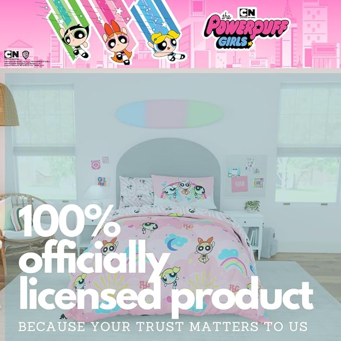 Franco Collectibles Powerpuff Girls Bedding 7 Piece Super Soft Comforter and Sheet Set with Sham, Full, (100% Official Licensed Product)