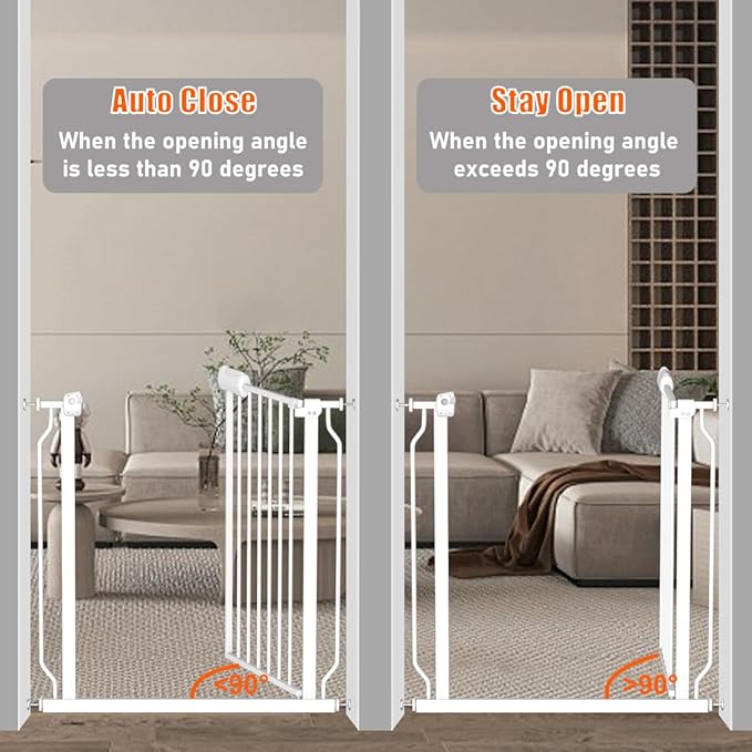 Baby Gate for Doorways Stairs Hallway 85.8-90.5 Inch Wide, Walk Through Child Gates with Pressure Mounted Extention Kit, Indoor Safety Child Gates for Kids or Pets