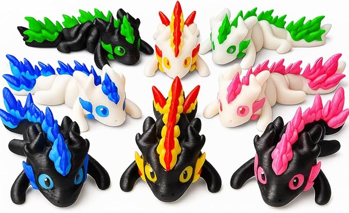 3D Printed Dragon Eggs – Mini Articulated Baby Dragons Toys Mystery 3D Dinosaur Eggs Set for Kids & Adults Fantasy Desk Decor & Collectible Gifts 【Black Pack of 4】