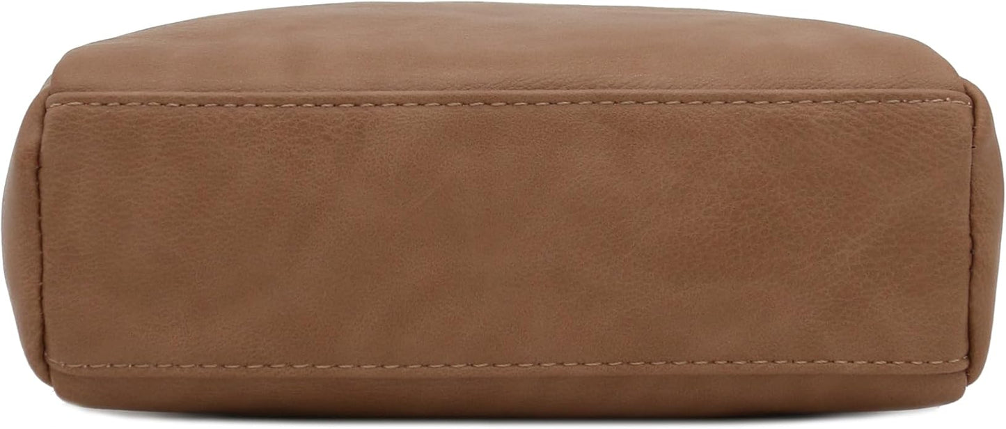 FashionPuzzle Triple Zip Small Crossbody Bag