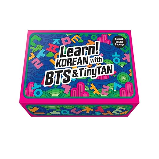 Learn! Korean with BTS (New Cover) & TinyTAN with MotiPen – 2 Complete Sets Bundle, Official BTS Merch, Army Gift, K-Pop Korean Study Kit & Collectible