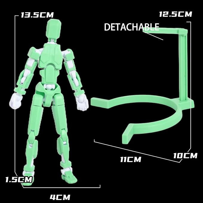 Creative Action Figure with Pose Stand,Building Toy Sets,3D Robot,Lucky Puppet Joints for Boys,Girls,Men,Women,Multi-Jointed Moveable Dummy Desk Decoration,Desktop Ornament for Game Lover (Green)