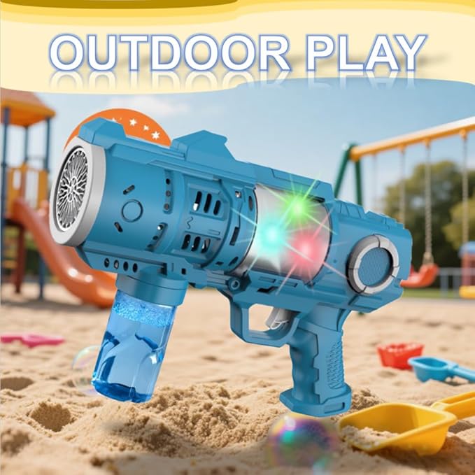 Bubble Gun for Kids, Automatic Bubble Machine Gun, 20-Hole Bubble Gun Blaster for Kids with 100ml Bubble Solution & LED Light, Easter, Party Favor, Halloween Toys, Outdoor Toys for Boys and Girls