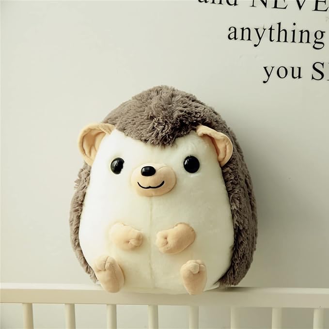 Cute Hedgehog Stuffed Animal Plush Body Pillow - 13.7'' Gray Kawaii Hedgehog Plushie Throw Pillow, Chubby Soft Plush Toy Doll, for Him & Her (Gray,Medium)