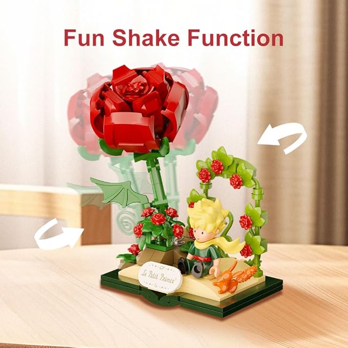 Le Petit Prince Building Block Set Adults & Kids Collectible Brick Model,Rose,Train,Moon & Airplane Figures,Le Petit Prince Creative DIY Building Toys Gift for Fans of Stories