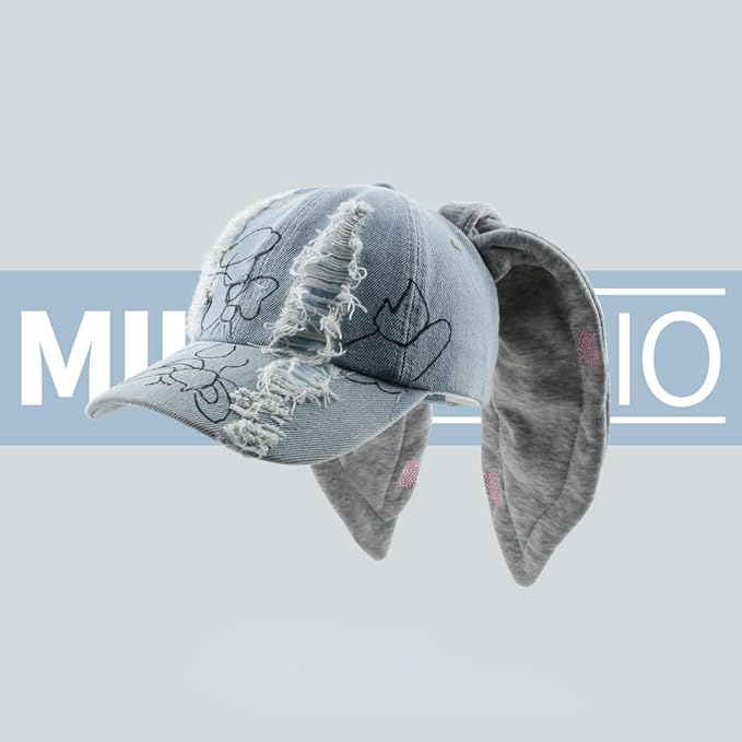 Y2k Hats New Jeans Bunny Ears Hat Kpop Outfits for Women Woman's Baseball Cap Hip-hop Beanies Grunge Girl Caps
