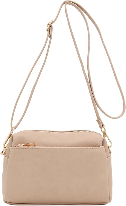 FashionPuzzle Triple Zip Small Crossbody Bag