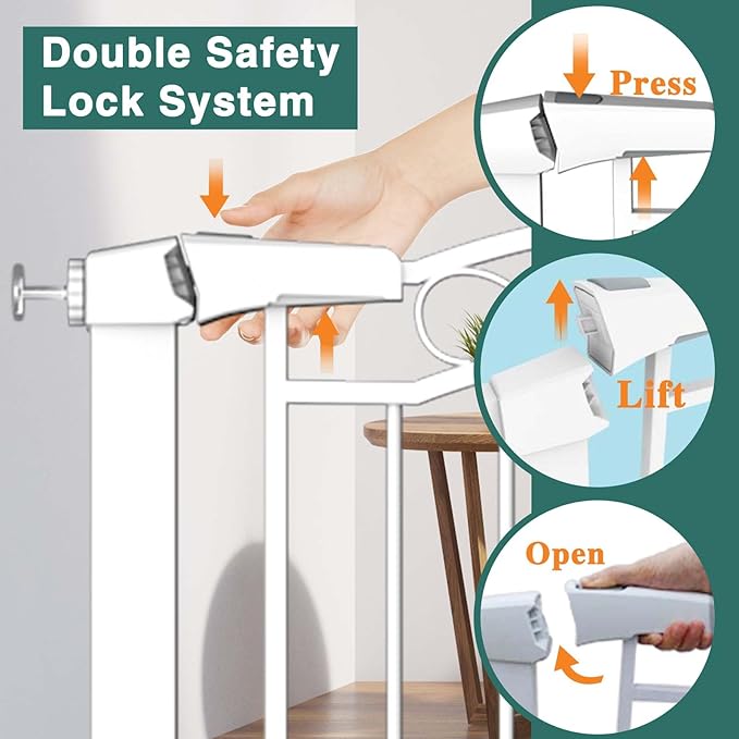 Fairy Baby 51.6"-54.3" Extra Wide Baby Gates for Doorways, Safety Child Gate for Kids Dog, Metal Auto Close Stair Gates Indoor for Children Toddler Pressure Mount Kit, Walk Thru Garden Gate, White