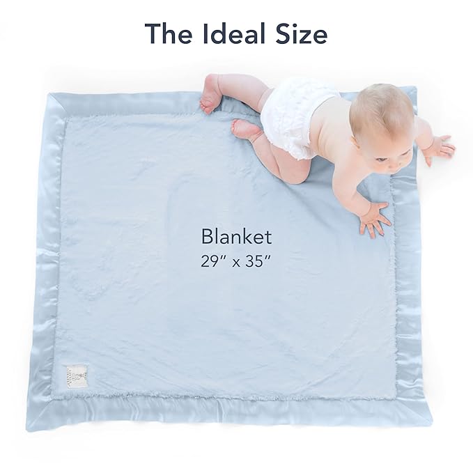 Little Giraffe Baby Blanket - Luxe Soft Blanket with Satin Trim - Baby Stroller Blanket - Newborn Baby Essentials & Baby Gifts - 29x35" - Blue