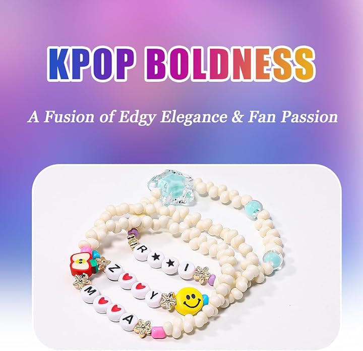 AICase for Korea-Pop Merch Toys gifts Inspired Smiling Friends Bracelets Costume 4 Pcs Stackable Stretch Friendship Beaded Bracelets Merchandise Jewelry Gifts for Fans Women Birthday Christmas_3135