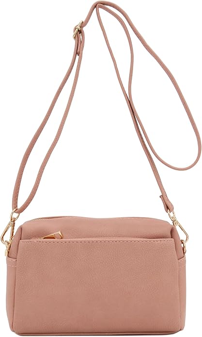 FashionPuzzle Triple Zip Small Crossbody Bag