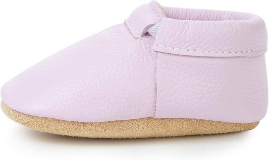 BirdRock Baby Fringeless Moccasins - Genuine Leather Boys and Girls Shoes for Newborns, Infants, Babies, Toddlers