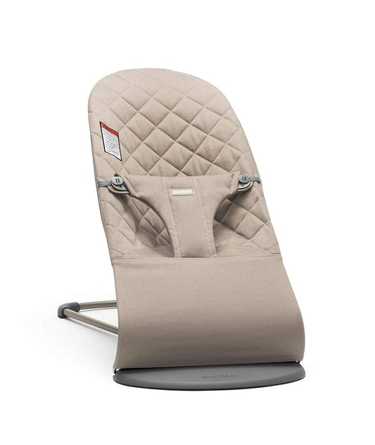 BabyBjörn Bouncer Bliss, Sand Gray, Woven, Classic Quilt | 2-in-1 Adjustable Baby Bouncer Seat and Toddler Chair, Newborn to Toddler (8-29 lbs), 4 Positions, Lightweight & Portable