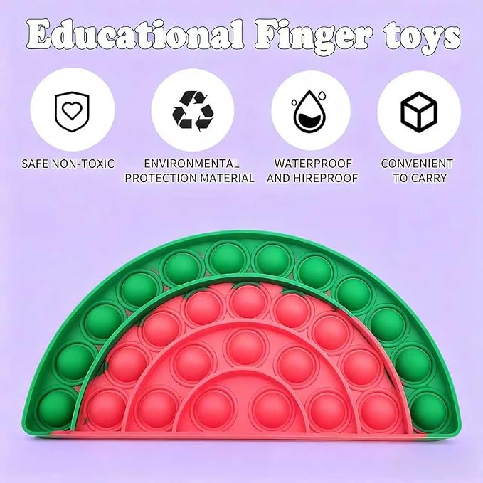 QETRABONE Fidget Sensory Bubble Stress Toy, Fidget Push Toy for Adults, Silicone Fidget Stress Toys for Autistic Adult Squeeze Toy Autism (Banana+Avocado+Watermelon)