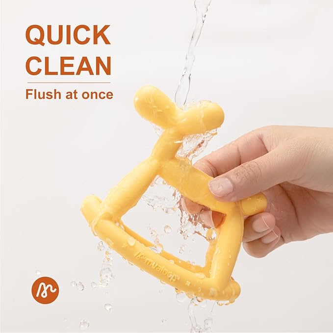 Baby Teether Toys for Teething Relief, Teething Toys 3-6 Months Food Grade Silicone Teether with Storage Box and Pacifier Clip, Baby Essential (Cyan Blue Clip+Box)