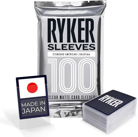 Ryker Standard American Size – Card Sleeves for Trading Cards, Board Games & K-pop Photocards (100 Pack, Clear, 56x87 mm)