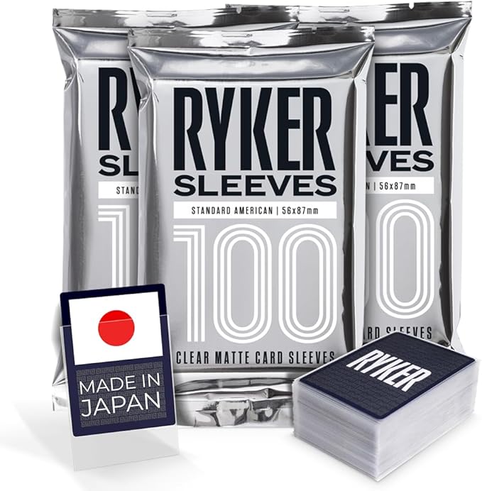 Ryker Standard American Board Game Sleeves and Kpop Photocard Card Protectors (3 Pack, Clear, 56x87 mm, 300 Sleeves)