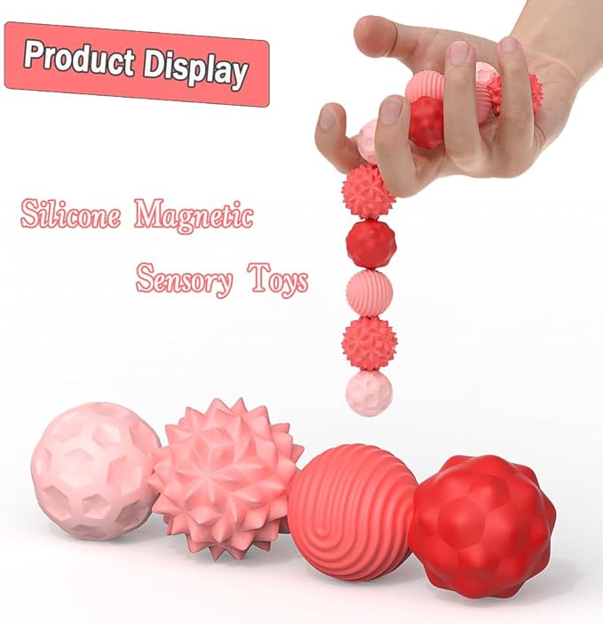 Magnetic Fidget Balls Toys, Silicone Sensory Stress Relief Toy for Adults,Teens with Autism, Anxiety, ADHD, Fidget Magnets & Magnetic Toy Fun Gift