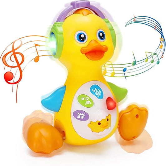 Tsomtto Baby Musical Duck Toy Dancing Crawling Tummy Time, Light Up Infant Toys Birthday for Boys Girls Baby Learning Development Newborn Toddler Toys