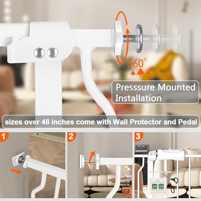 Fairy Baby Extra Wide Baby Gates 48-53 Inch, Auto Close Child Safety Gates for Stairs Banister Doorways Hallway,Indoor Safety Child Gates for Kids or Pets