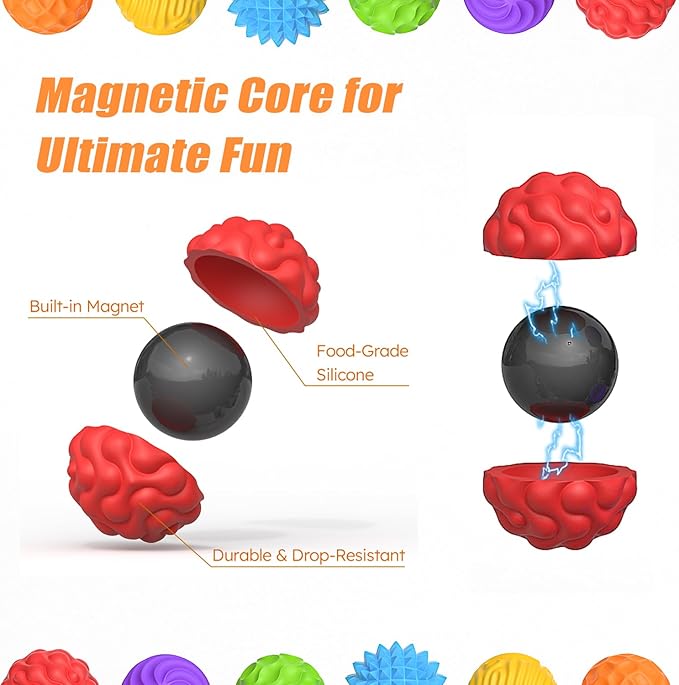 Magnetic Fidget Balls Toys, Silicone Sensory Stress Relief Toy for Adults,Teens with Autism, Anxiety, ADHD, Fidget Magnets & Magnetic Toy Fun Gift