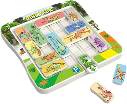 Super Slide Puzzle Games, Brain Teaser with 15 Dinosaur Patterns, Educational Travel Board Game for Kids and Teens-Birthday and Christmas Day Gifts Easter Basket Stuffers for Boys Girls