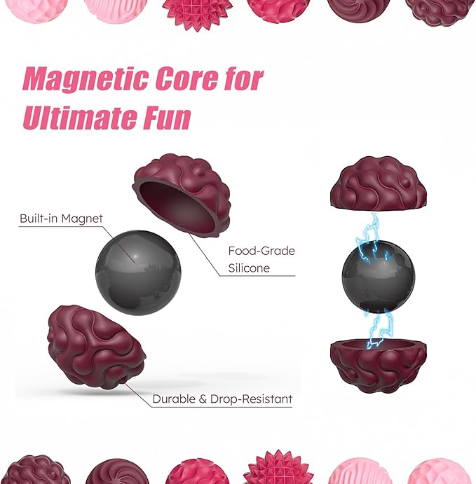Magnetic Fidget Balls Toys, Silicone Sensory Stress Relief Toy for Adults,Teens with Autism, Anxiety, ADHD, Fidget Magnets & Magnetic Toy Fun Gift