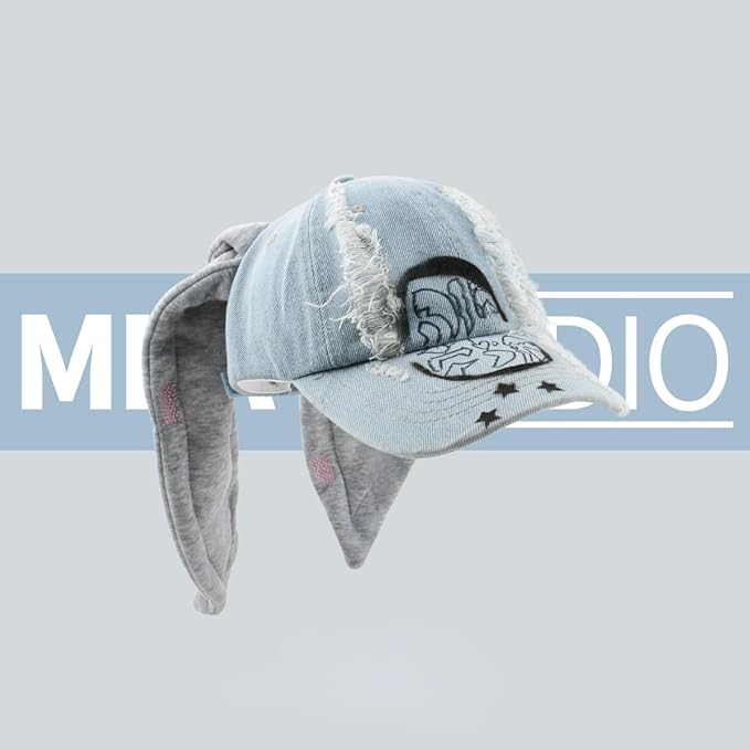 Y2k Hats New Jeans Bunny Ears Hat Kpop Outfits for Women Woman's Baseball Cap Hip-hop Beanies Grunge Girl Caps