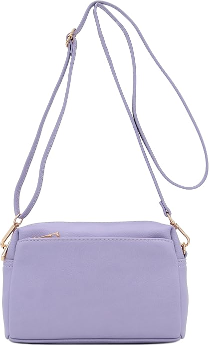 FashionPuzzle Triple Zip Small Crossbody Bag
