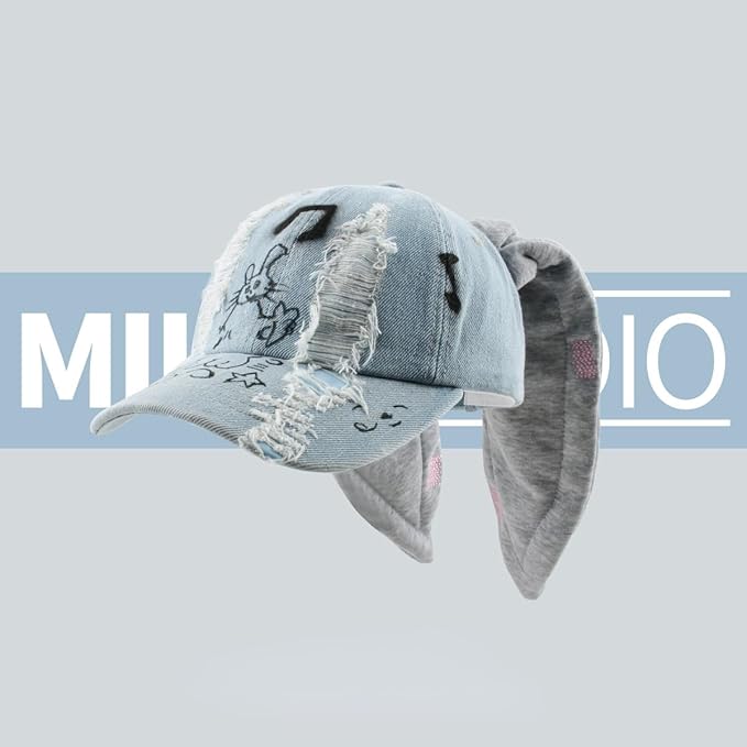Y2k Hats New Jeans Bunny Ears Hat Kpop Outfits for Women Woman's Baseball Cap Hip-hop Beanies Grunge Girl Caps