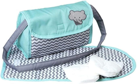 Adora Baby Doll Diaper Bag with Sturdy Straps, Includes Changing Mat and 2 Doll Diapers (Fits 13" Dolls), for Ages 3+ - Zig Zag Print