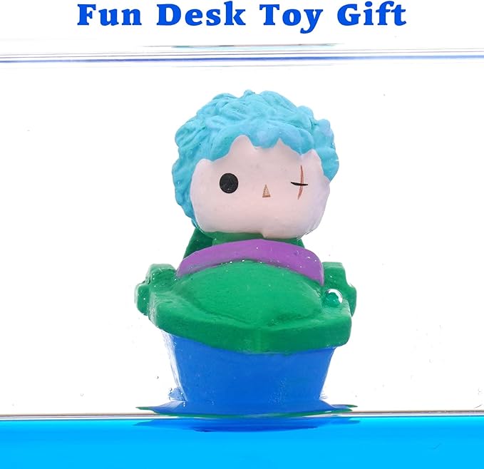 Anime Figure Merch Unsinkable Ship Model Pirate Boat in a Bottle Box，Non Sinking Acrylic Cruise Ship Fluid Drift Bottle Desk for Decor Ornament Fans Gifts (B)