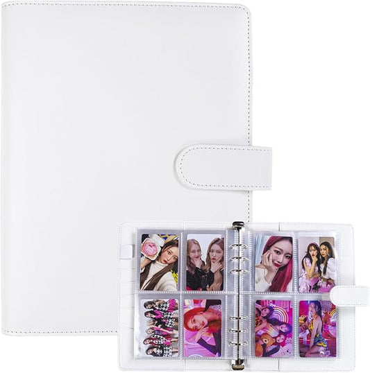 A5 Kpop Photocard Binder with 30 Pack 4-Pocket Card Pages, 6 Ring A5 Binder Card Collector Album with 240 Card Slots,PU Leather Binder Cover with Magnetic Buckle Closure for Organizing Trading Card