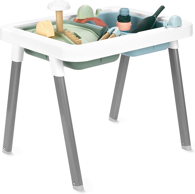 Skip Hop Discoverosity 3-in-1 Toddler Sensory Table with 13 Nature-Inspired Sensory Tools 8-Page Activity Guide 2 Bins and 2 Convertible lids, Age 18m+