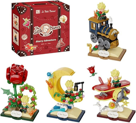 Le Petit Prince Building Block Set Adults & Kids Collectible Brick Model,Rose,Train,Moon & Airplane Figures,Le Petit Prince Creative DIY Building Toys Gift for Fans of Stories