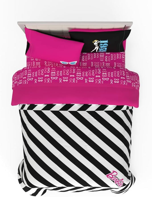 Franco Barbie 1959 Super Soft Cozy Reversible Comforter and Sheet Set, 5 Piece Queen Size, (Official Licensed Product) Collectibles