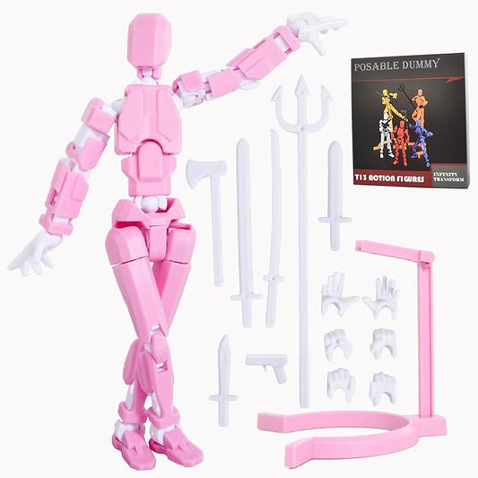Creative Action Figure with Pose Stand,Building Toy Sets,3D Robot,Lucky Puppet Joints for Boys,Girls,Men,Women,Posable Drawing Figure,Moveable Dummy Desk Decoration,Desktop Ornament for Game Lover