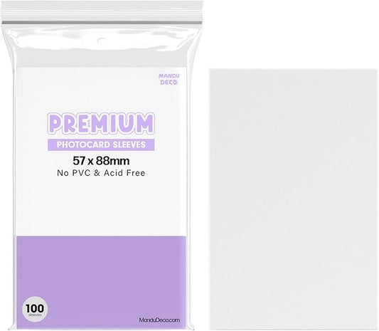 Mandu Deco Kpop Photocard Sleeves Clear Polypropylene Card Protector for Albums Photocards, PVC Free and Acid Free, 100 Sleeves per Pack (57x88mm)
