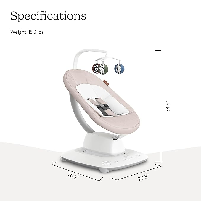 UPPAbaby Mamaroo Smart Swing – Customizable Soothing Modes with MotionSync Technology – Infant Recline + Bluetooth Enabled – Included Newborn Insert – Charlie (Sand Mélange)