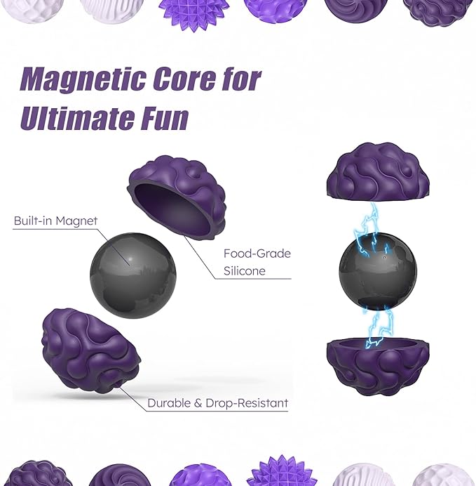 Magnetic Fidget Balls Toys, Silicone Sensory Stress Relief Toy for Adults,Teens with Autism, Anxiety, ADHD, Fidget Magnets & Magnetic Toy Fun Gift