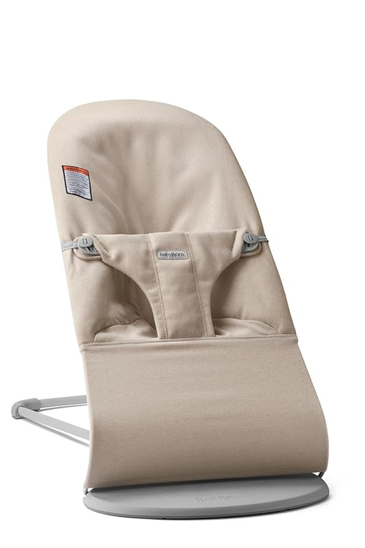 BabyBjörn Bouncer Bliss, Woven Mélange, Light Beige | 2-in-1 Adjustable Baby Bouncer Seat and Toddler Chair, Newborn to Toddler (8-29 lbs), 4 Positions, Lightweight & Portable