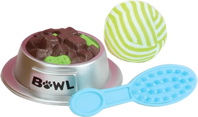 Sophia's Golden Plush Puppy Dog and Accessories Set with Leash, Food Bowl, Brush, Ball, Bone, Bed, Blanket, and Carrier Sized for 18" Dolls, Multicolor