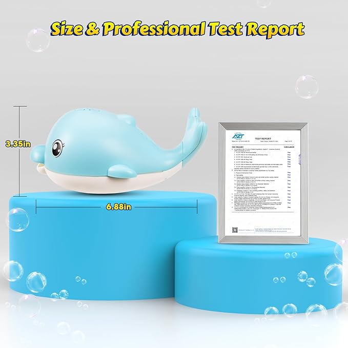 Baby Bath Toys, 2025 Upgraded Magnetic Charging Toddler Bath Toys for Kids Ages 1-3, Light Up Dolphin Bath Toy Sprinkler, Birthday Gifts Infant Baby Toys 6-12-18 Months- Blue