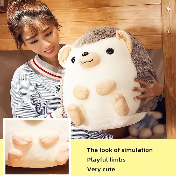 Hedgehog Stuffed Animal Plush Toy - 17.7'' Soft Gray Hedgehog Plush, Cute Stuffed Animal for Girls, Adorable Chubby Plush Doll Gift for Kids and Adults