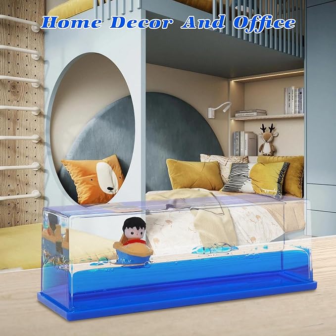 Anime Figure Merch Unsinkable Ship Model Pirate Boat in a Bottle Box，Non Sinking Acrylic Cruise Ship Fluid Drift Bottle Desk for Decor Ornament Fans Gifts (A)